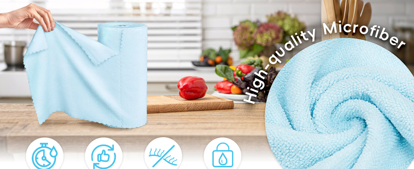 Microfiber Cleaning Cloths Roll, 75 Pack Tear