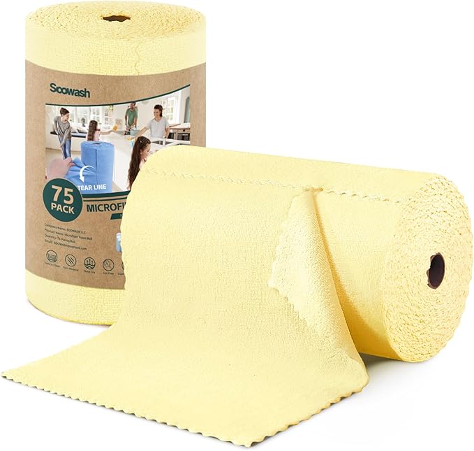 Microfiber Cleaning Cloths Roll, 75 Pack Tear