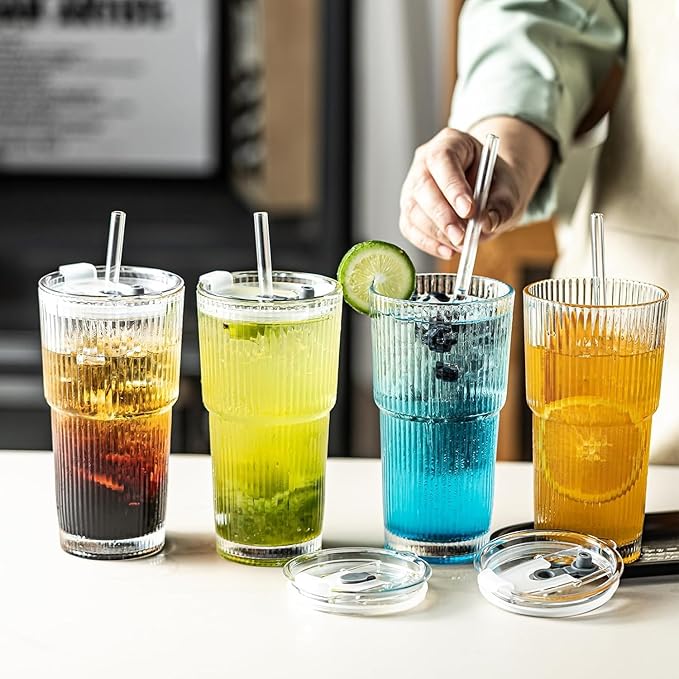 Ribbed Glass Tumblers