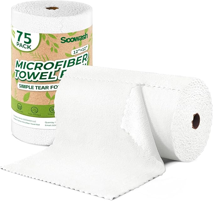 Microfiber Cleaning Cloths Roll, 75 Pack Tear