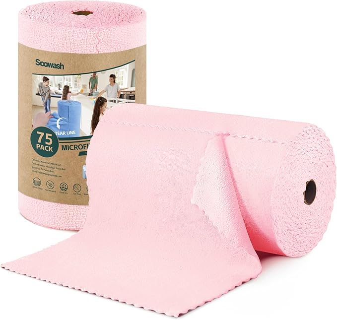 Microfiber Cleaning Cloths Roll, 75 Pack Tear