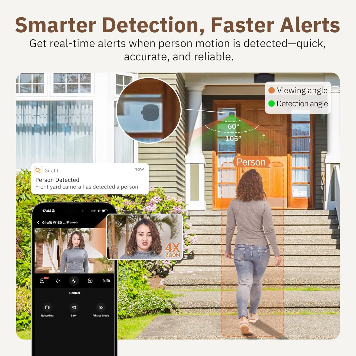 GIRAFIT 3MP 2K Window Camera,WiFi Indoor Cam