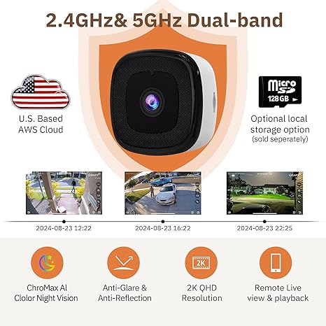 GIRAFIT 3MP 2K Window Camera,WiFi Indoor Cam
