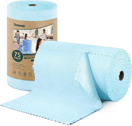 Microfiber Cleaning Cloths Roll, 75 Pack Tear
