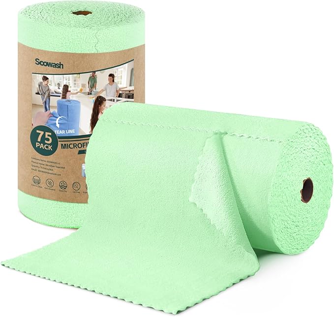 Microfiber Cleaning Cloths Roll, 75 Pack Tear