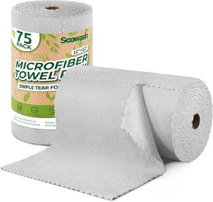 Microfiber Cleaning Cloths Roll, 75 Pack Tear